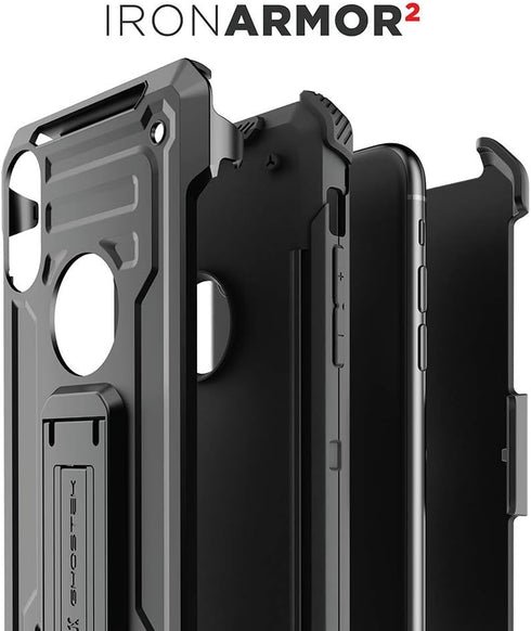 Ghostek Iron Armor Rugged iPhone Xs Case with Belt Clip Holster and Kickstand (Black)...