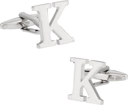 Letter K Cufflinks Monogram Men's Initial Cuff Links with Travel Presentation Gift Box Wedding Groomsmen Groom Party...