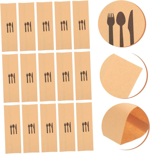 100pcs Kraft Paper Cutlery Set Kraft Paper Silverware Bags Dinner Table Decor Disposable Cutlery Utensil Holder Disposable Fork Wedding Disposable...