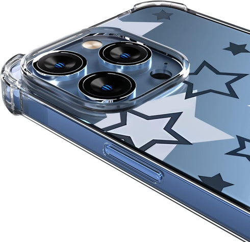 Cute Star Phone Case for iPhone 11 Star Case Cover Clear Phone Case w/Four Corner Reinforced Shockproof Girly Women Phone Cover Transparent Preppy...