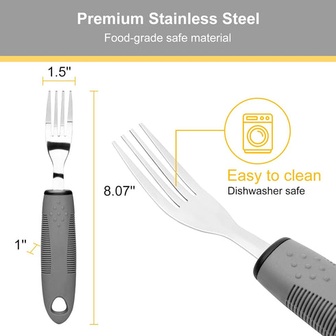 Adaptive Utensil Set - Arthritis Aid Silverware for The Elderly, Parkinson's, Hand Tremors, Weak Hand Grip & Handicapped - Easy Grip for Shaking a...