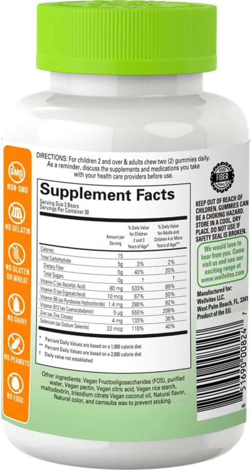 Sugar Free Kids Immune Daily Gummy Vitamins - Vegan, Non-GMO - Vitamin C Gummies for Kids Immune Support – No Artificial Sweeteners, Gluten Free, ...