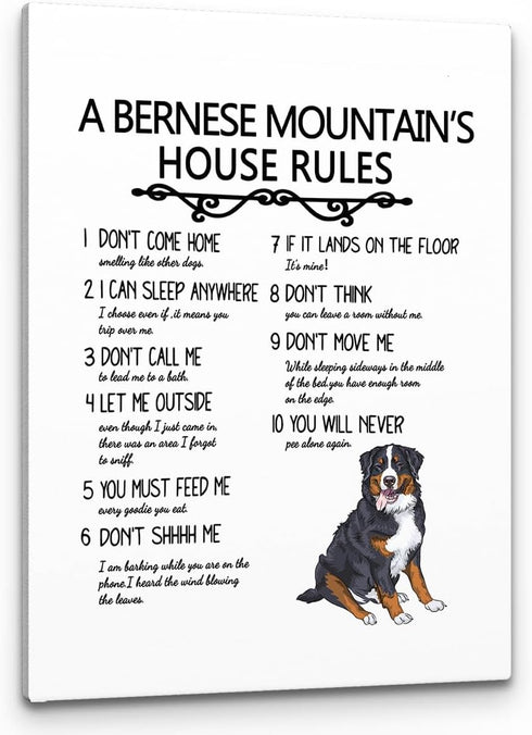 PHAMTE A Great Dane’s House Rules Wall Art, Funny Great Dane Dog Quote Print Framed Canvas Painting Artwork Home Bedroom Living Room Girls Room De...