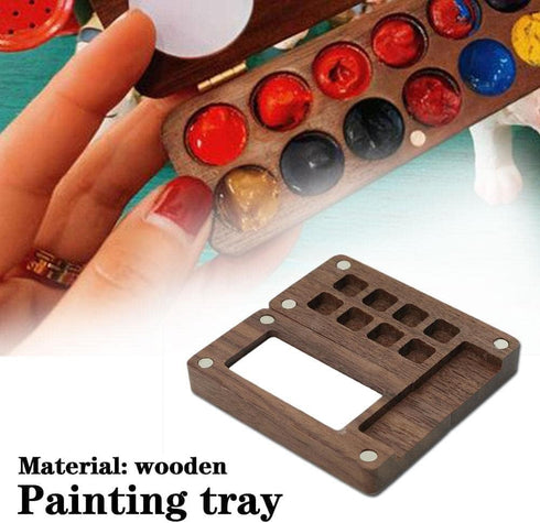 Wooden Handmade Watercolor Paint Box, Portable Sketchbook Palette Colour Mixing Palette Box,Travel Paint Tray Box, Water Color, Gouache, Acrylic P...