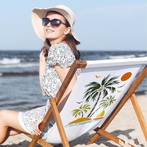 FINGERINSPIRE Palm Trees Stencil 11.7x8.3" Island Sailboat Painting Stencil Summer Sun Geese Pattern Drawing Stencil Reusable Tropical Ocean Beach...