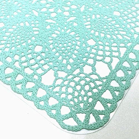 CAIT CHAPMAN HOME COLLECTION Solid Rigid Lace Vinyl Placemats (Blue Turquoise), Set of 4...
