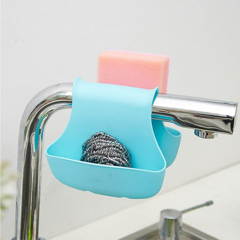 3 Pack Saddle Silicone Sink Caddy, Sponge Soap Brush Holder Basket Organizer Storage for Kitchen (Blue, Green, Pink)...