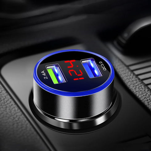 USB C Car Charger Adapter, Dual QC3.0 Ports Cigarette Lighter Car Charger, All Metal Quick Charge with LED Voltage Display, Compatible with iPhone...