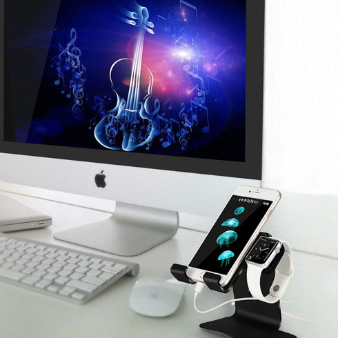 Tranesca 2 in 1 Charging Stand Holder Dock Compatible for Apple Watch Series Ultra2/Ultra/9/8/7/6/5/4/3/2/1/SE (38mm/40mm/41mm/42mm/44mm/45mm/49mm...