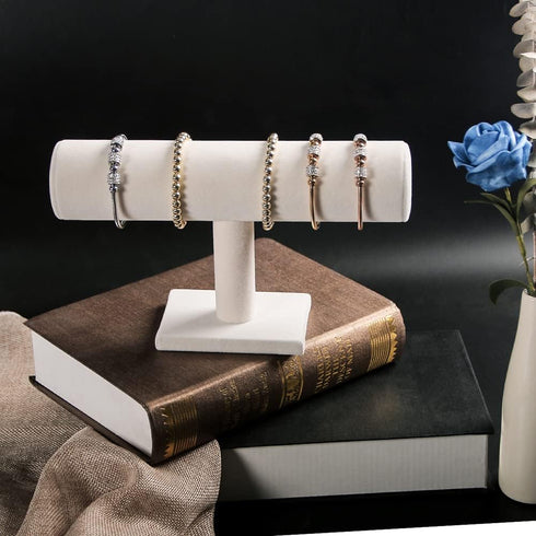 Bracelet Holder,Bracelet Organizer Display Stand,Beige Velvet T-bar Jewelry Display Stand for Selling....