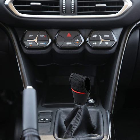 Gear Shift Knob Cover Gear Stick Shifter Lever Caps Car Lnterior Trim Accessories Leather Fits Most Manual Automatic Vehicles (Black+Red)...