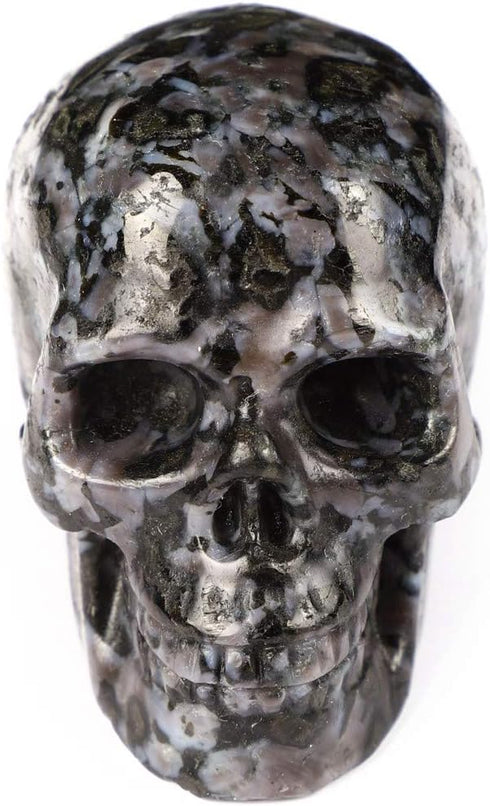 Skullis 2.0" Gabbro Crystal Skull, Hand Carved Gemstone Fine Art Sculpture, Reiki Healing Stone Statue....