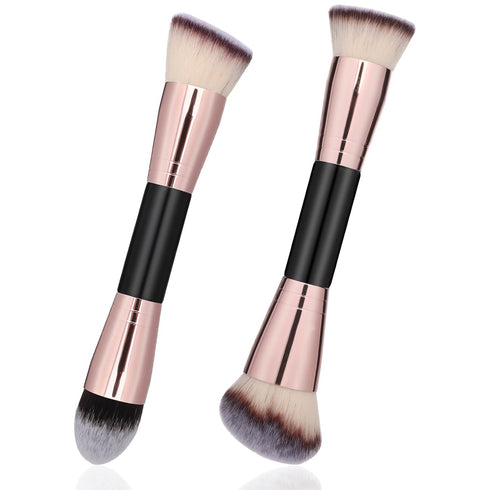 2Pcs Double Ended Foundation Brush Multifunction Makeup Brushes Large Foundation Brush for Liquid Makeup Blending Liquid Concealer Cream Cosmetics...