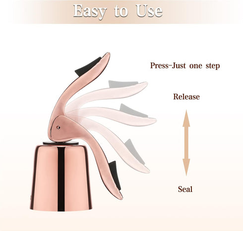 OWO Stainless Steel Wine Bottle Stopper, Reusable Wine Saver with Silicone Seal, Decorative Bottle Sealer, Keeps Fresh (Rosegold, 2 Pack)...