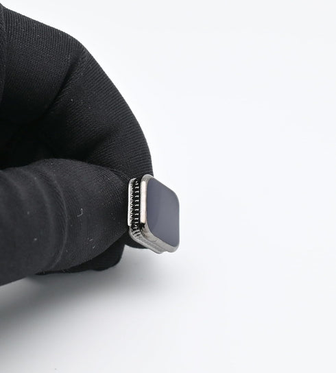Classic Square Black/Blue Cufflinks for Men In Gift Case Handmade Silver/Black Tone Metal Men's Cufflinks Jewelry Set for Wedding Party Anniversar...