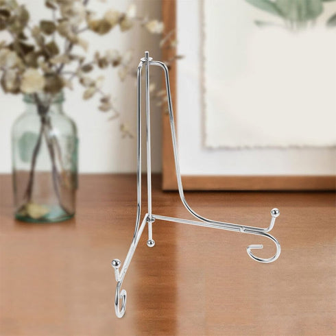 HOMSFOU Iron Plate Stand Plate Display Holder Silver Easel Stand Picture Frame Holder Photo Showing Rack for Dish Platter Book Tabletop Art...