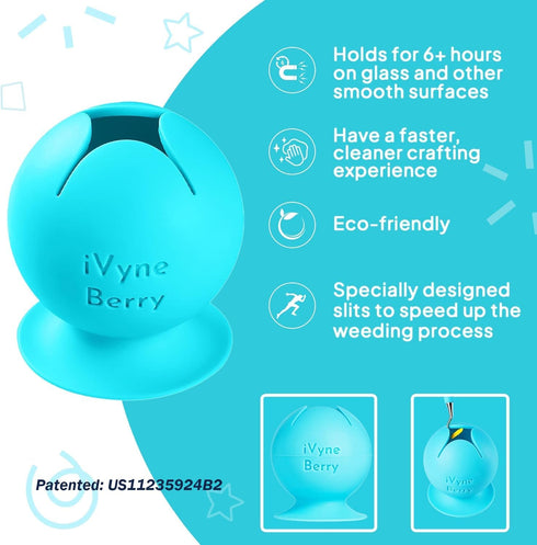 iVyne Berry Suctioned Vinyl Weeding Scrap Collector & Holder for Weeding Tools for Vinyl - Blue...