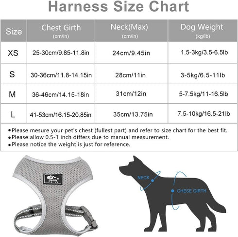 Puppy Harness and Leash Set - Dog Vest Harness for Small Dogs Medium Dogs- Adjustable Reflective Step in Harness for Dogs, Cats - Soft Mesh Comfor...