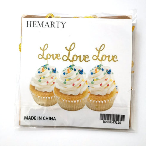24pcs Gold Love Cupcake Topper Valentine's Day Decoration Birthday Wedding Party Decoration...