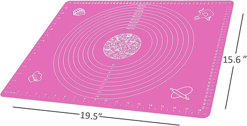 Silicone Baking Mat for Pastry Rolling Dough with Measurements (20" x 16 ", pink)...
