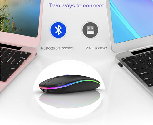 Bluetooth Mouse for iPad MacBook Air MacBook Pro iPad Pro Air Mac iMac Pro Laptop/Desktop/Computer/ Win8/10/11 Rechargeable (BT5.2+BT3.0+2.4GHz/US...