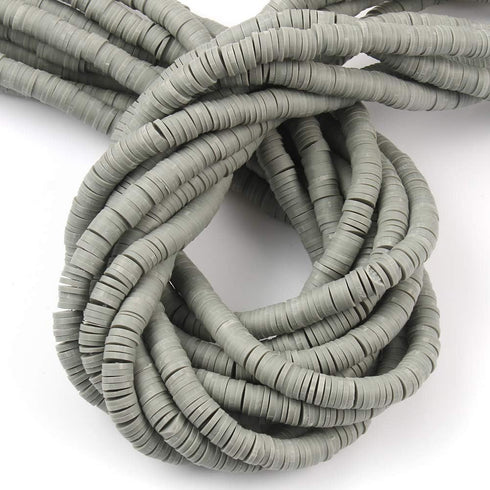 3600 pcs Light Gray Clay Beads for Bracelets Making, 10 Strands Flat Round Polymer Clay Beads 6mm Spacer Heishi Beads for Jewelry Making Earring N...