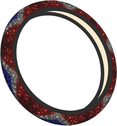 Red White and Blue Sparkle Steering Wheel Cover for Women Men Girls Car Accessories Decor Anti-Slip Neoprene Auto Steering Wheel Covers Protector ...