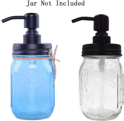2 Pcs Mason Jar Soap Dispenser - Stainless Steel Rust Proof Rustic Farmhouse Soap Lotion Pumps for Mason Jar(Black,Jar Not Included)...