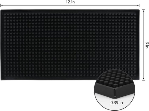 Bar Mat 6 x 12 Small Black, Coffee Mat for Home Bar, Bar Service Spill Mat for Cocktail Bartender Kitchen Countertop, PVC Counter Top Cup Mats Gla...