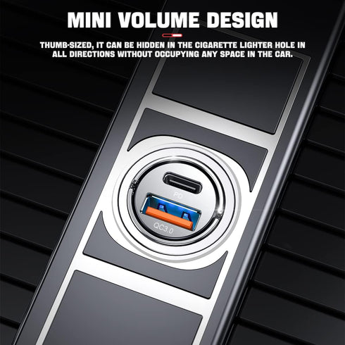 USB C 60W Car Charger Fast Charge, 30W PD& 30W QC3.0 Fast Charge with Metal Body, Flush Fit Pull Ring Style Universal for iPhone 13/13 Pro/12/12 P...