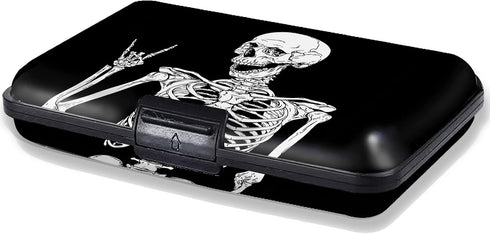 Credit Card Holder, Mini RFID Blocking Aluminum Wallet Slim Metal Hard Case Travel Wallet ID Case for Women and Men, 4.3 x 2.9 Inches, Skull...