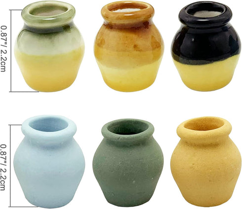 Miniature Terracotta Pots, 6 Pieces Mini Ceramic Clay Flower Pots Pottery Planter for DIY 1:12 Dollhouse Fairy Garden Flower Plants Bonsai Micro L...