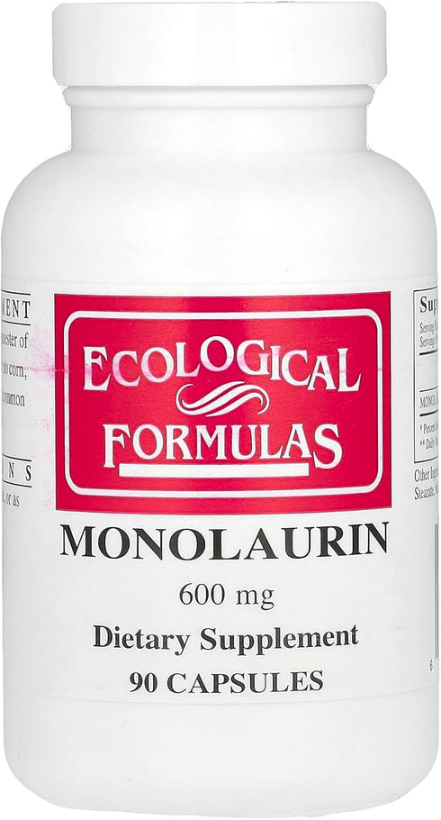 Ecological Formulas Monolaurin 600 mg, Creamy White,Capsule, 90 Count (MONOL-600-90)...