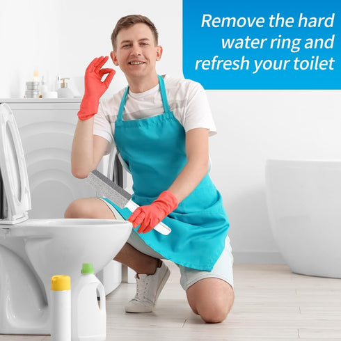 4TH Pumice Stone Toilet Bowl Cleaning Stick with Extra Large Handle,Cleans Away Limescale Stain,Hard Water Rings, Calcium,Iron and Rust. Remover f...