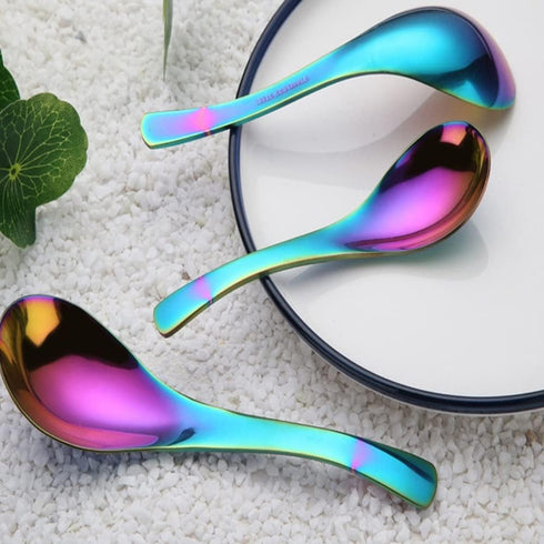 5 PCS Soup Spoon,Stainless Steel Spoon, Mirror Finish Spoons,Kitchen Serving Spoons,Coffee spoon?Dessert Spoon, Ice Cream Spoons for Soup Rice Tea...