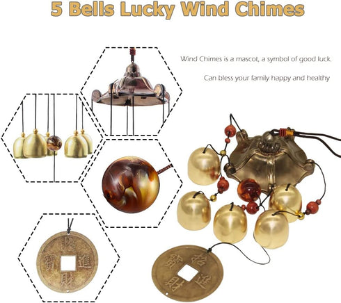 Hooshing Lucky Wind Chimes Tiny Metal Garden Bells Feng Shui Chimes for Home Outdoor Garden Patio Hanging Decor Gift...