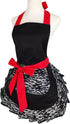 Black Lace Flirty Apron with Pocket, Fun Retro Sexy Cooking Pinup Aprons for Women Girls...