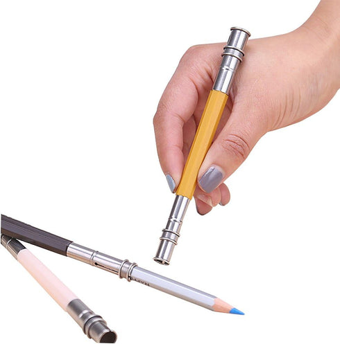 Dual Head Pencil Holder Pencil Extender for Sketch & Charcoal Pencil, 6 Pieces a Set...