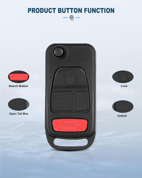 ECCPP Key Fob Shell Case Replacement for 1PC 4 Buttons Replacement Uncut Keyless Entry Remote Control Car for Mercedes-Benz AMG/ S500/ SL500/ SLK2...