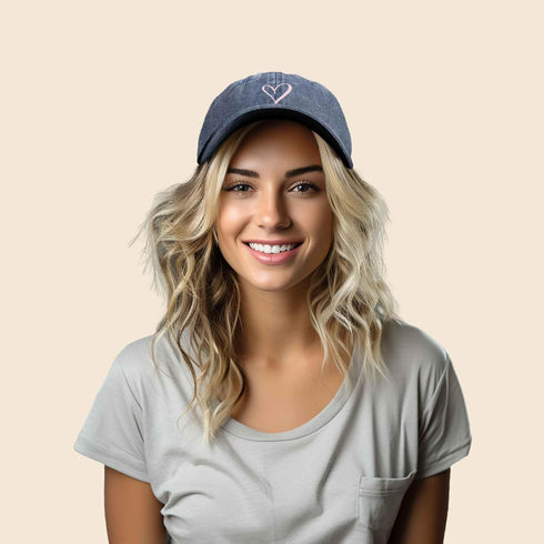 Hand Drawn Heart Hat Womens Embroidered Baseball Cap...