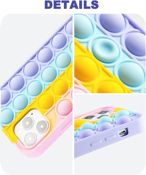 Pop It Phone Case for iPhone 11,Stress Reliever Push Pop Bubble Fidget Toys Cover,Cute Funny Soft Silicone Protective Shell for iPhone 11 6.1 inch...