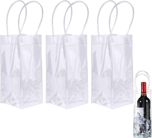 WAONIQ Ice Wine Bag, Portable Collapsible Clear Wine Pouch, Clear PVC Gift Bags With Handles for Wedding Party Travel Champagne Beer White Wine Ch...