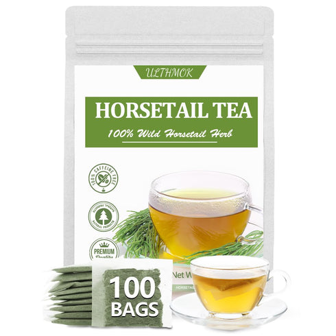 Premium 100 Horsetail Tea Bags, Made with 100% Wild Natural Horse Tail Herb, For Hair & Nail, No Additives & Caffeine Free-Cola De Caballo Hierba....
