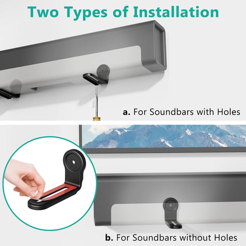 WALI Sound Bar Mounts Under TV, Universal Soundbar Wall Mount Shelf with Anti-Skid Pad, Drywall Studless Soundbar Mount Easy to Install for All Ty...