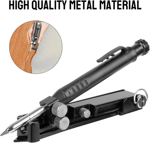 Multi-function Scribing Tool - Upgraded Construction Pencil for DIY Woodworking, Aluminum Alloy Scribe Tool with Deep Hole Pencil, Scriber Line Ma...