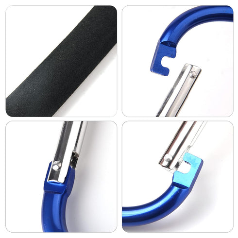 4 Pack Large Carabiner 5.5" D Style Click and Carry Bag Carrier Stroller Hooks(Black and Blue)...