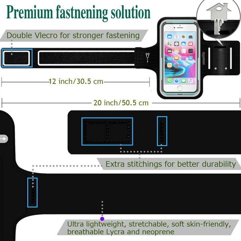 Arm Phone Holder for Running, Armband Cellphone for iPhone 15 14 13 12 11 Pro Max/XR/8 7 6s Plus, for Galaxy A/S/Note Up to 6.9’’, for Exercise Gy...