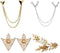 TFYU 4 Pcs Deer Head Double Link Chains, Gold Stud, Retro Hollow Pattern and Angle Triangle Tassels Collar Pins Brooch Clip Pin Brooches Shirt Col...