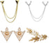 TFYU 4 Pcs Deer Head Double Link Chains, Gold Stud, Retro Hollow Pattern and Angle Triangle Tassels Collar Pins Brooch Clip Pin Brooches Shirt Col...