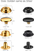 200 Pcs (50 Sets) 5/8 inch (15mm) Leather Snap Fastener Kit Tool Snaps for Leather Stainless Snap Buttons for Bag, Jeans, Clothes, Fabric (Gold+Bl...